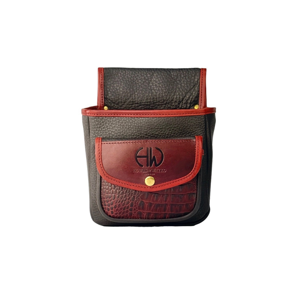 HELLA LEATHER POUCH CHESTNUT AND BURGUNDY CROC EFFECT