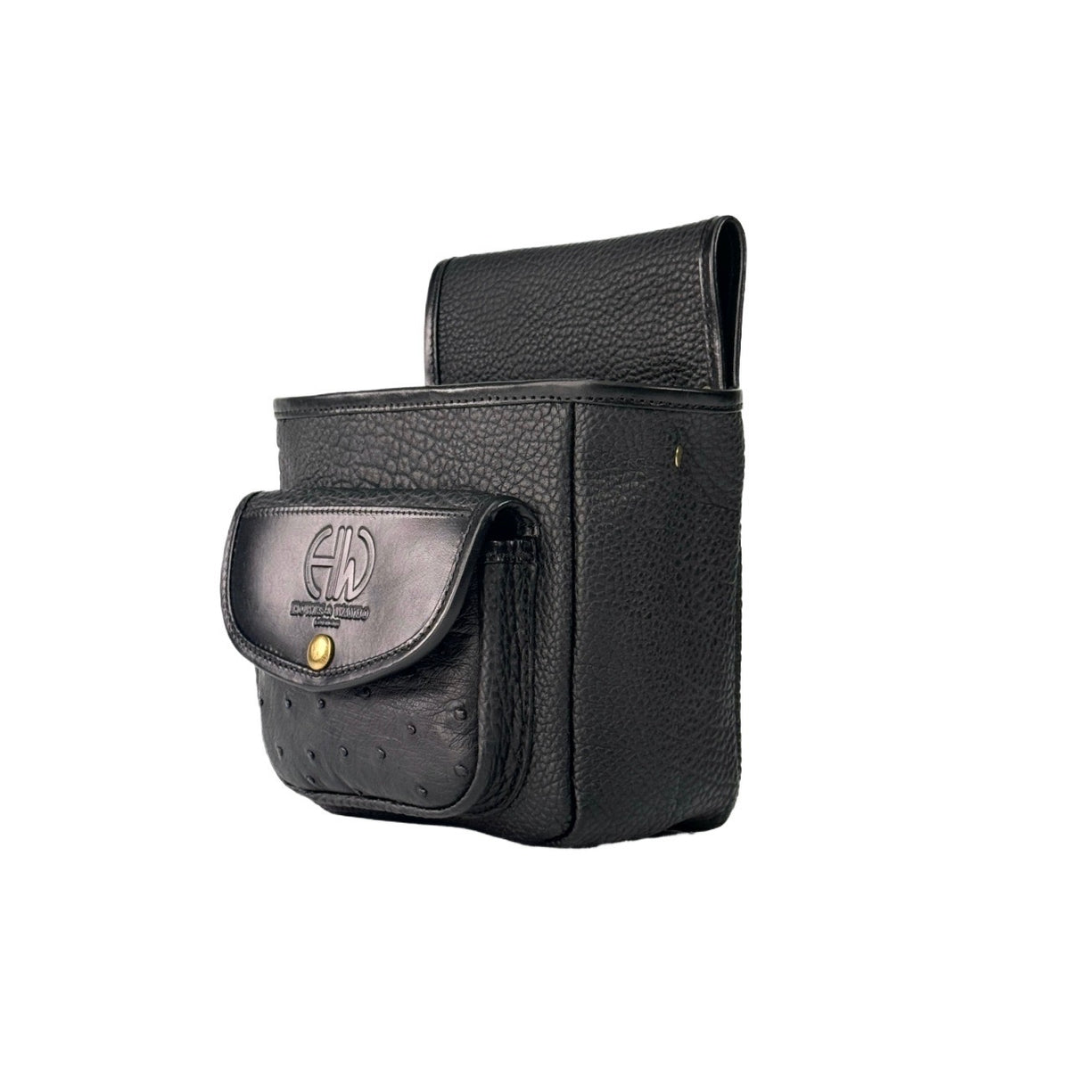 HELLA LEATHER CARTRIDGE POUCH BLACK OSTRICH POCKET