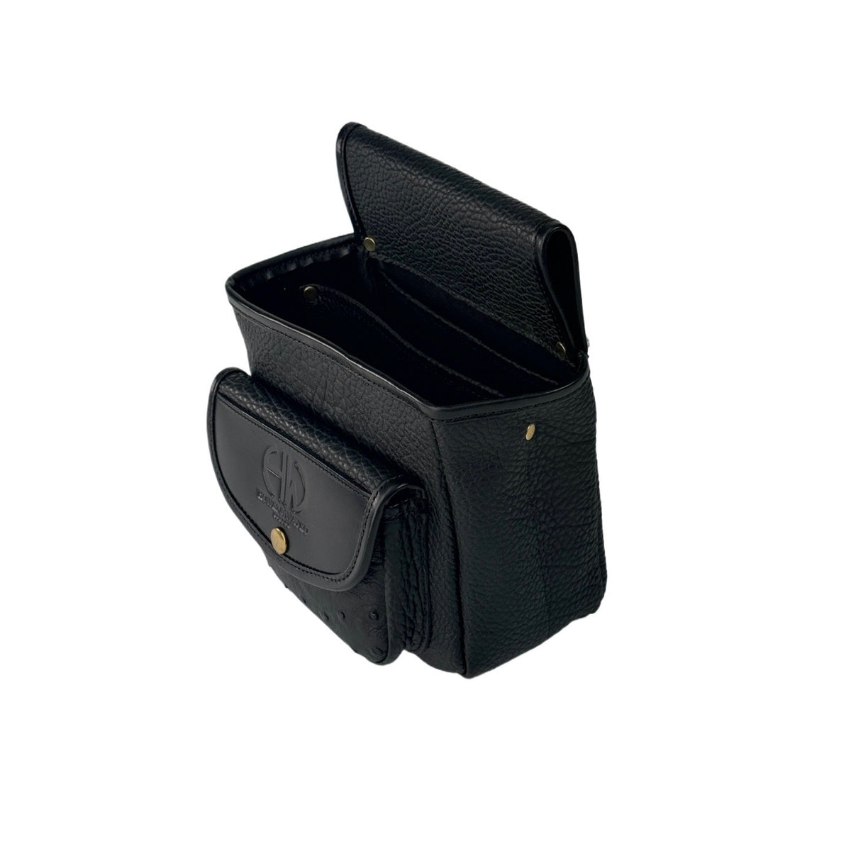HELLA LEATHER CARTRIDGE POUCH BLACK OSTRICH POCKET