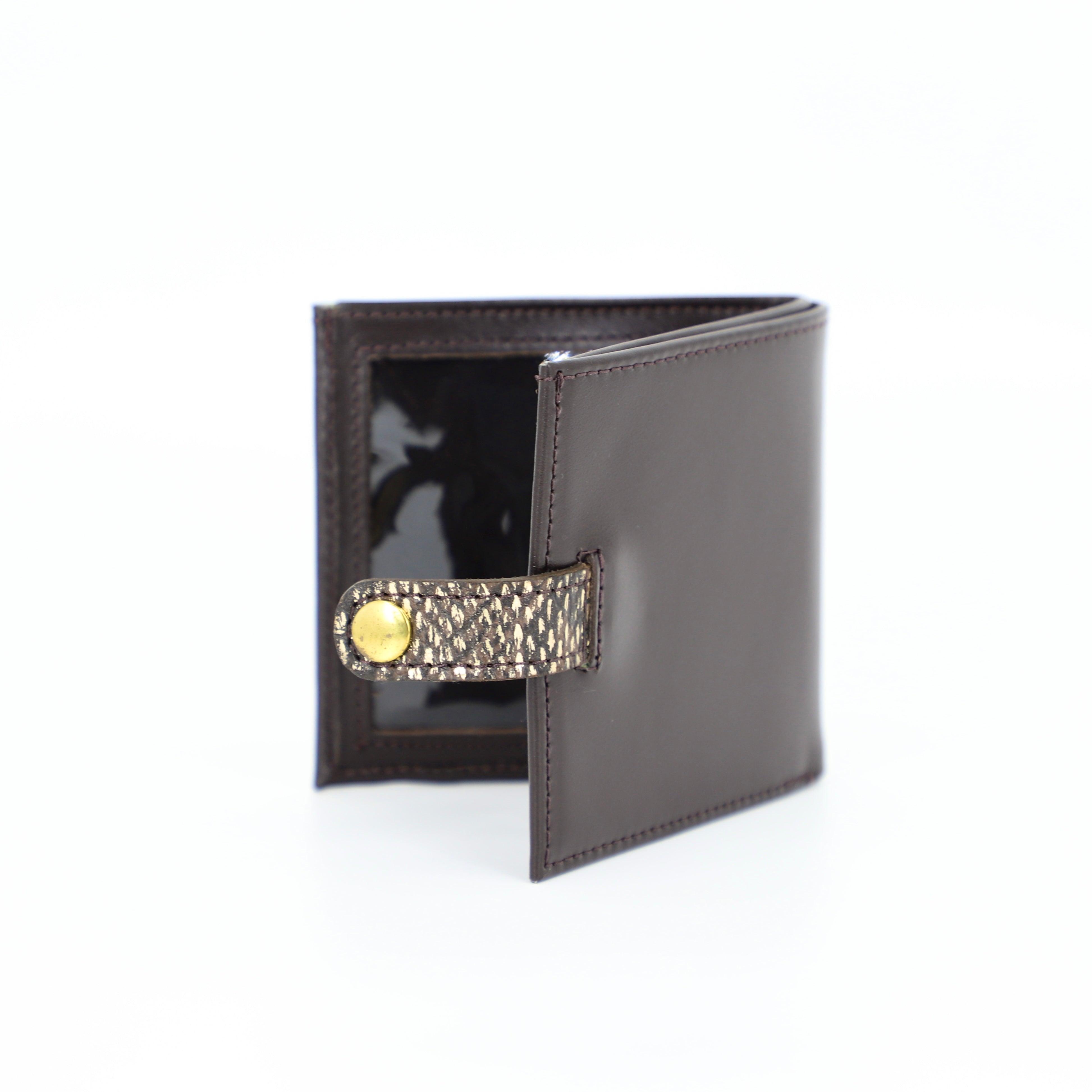 EOS-Dark Brown - Shotgun Certificate Holders upright and slightly open wallet