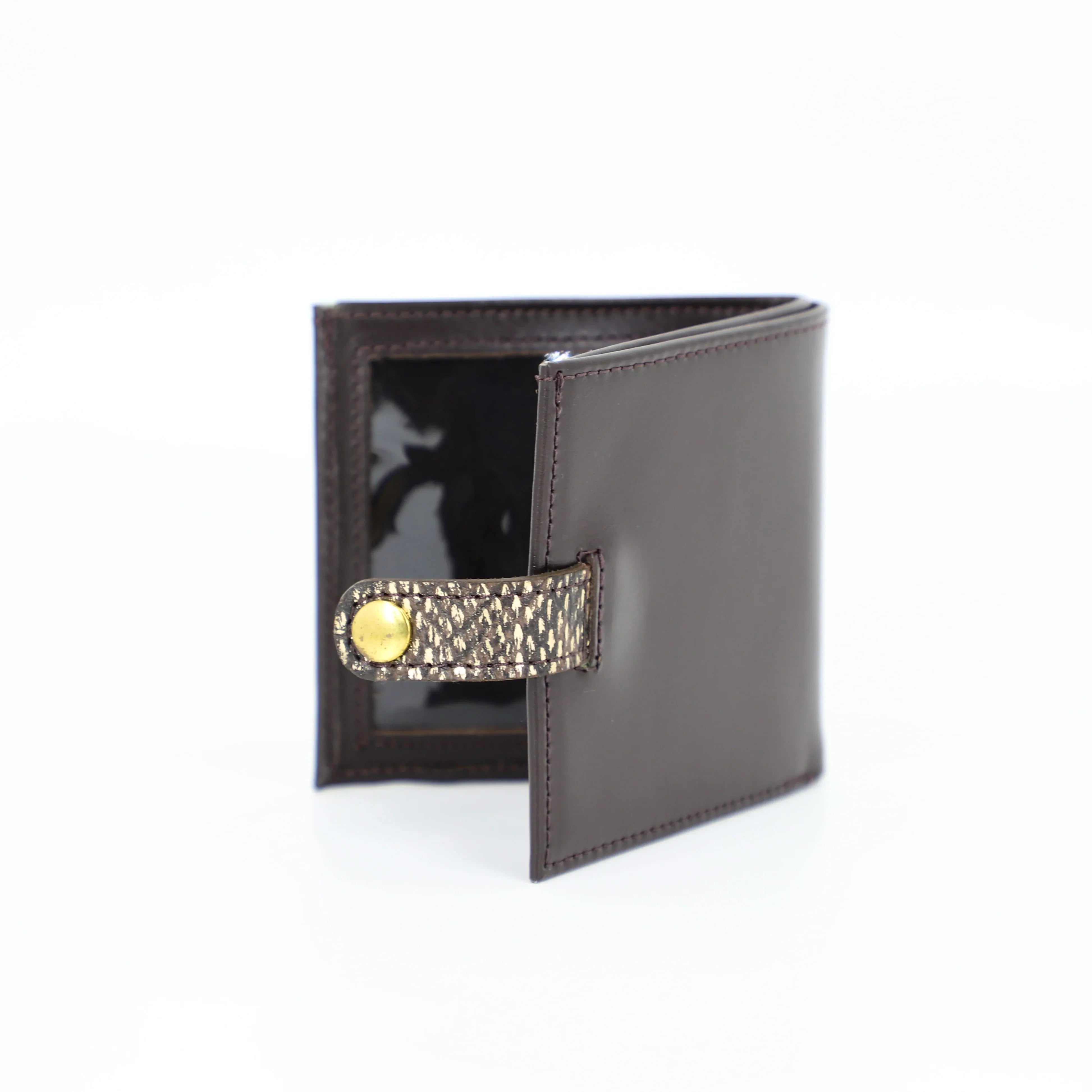 EOS-Dark Brown - Shotgun Certificate Holders upright and slightly open wallet