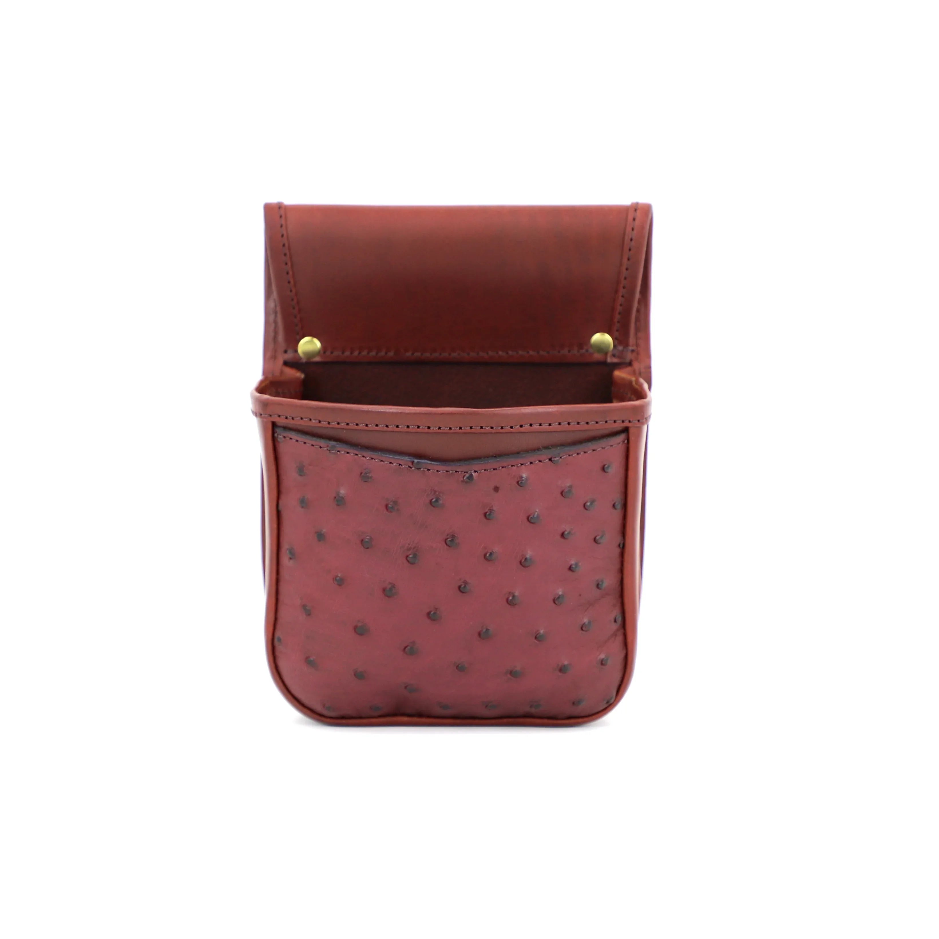 Enyo Ostrich Pouch - Shotgun Cartridge Pouch burgundy ostrichfront view