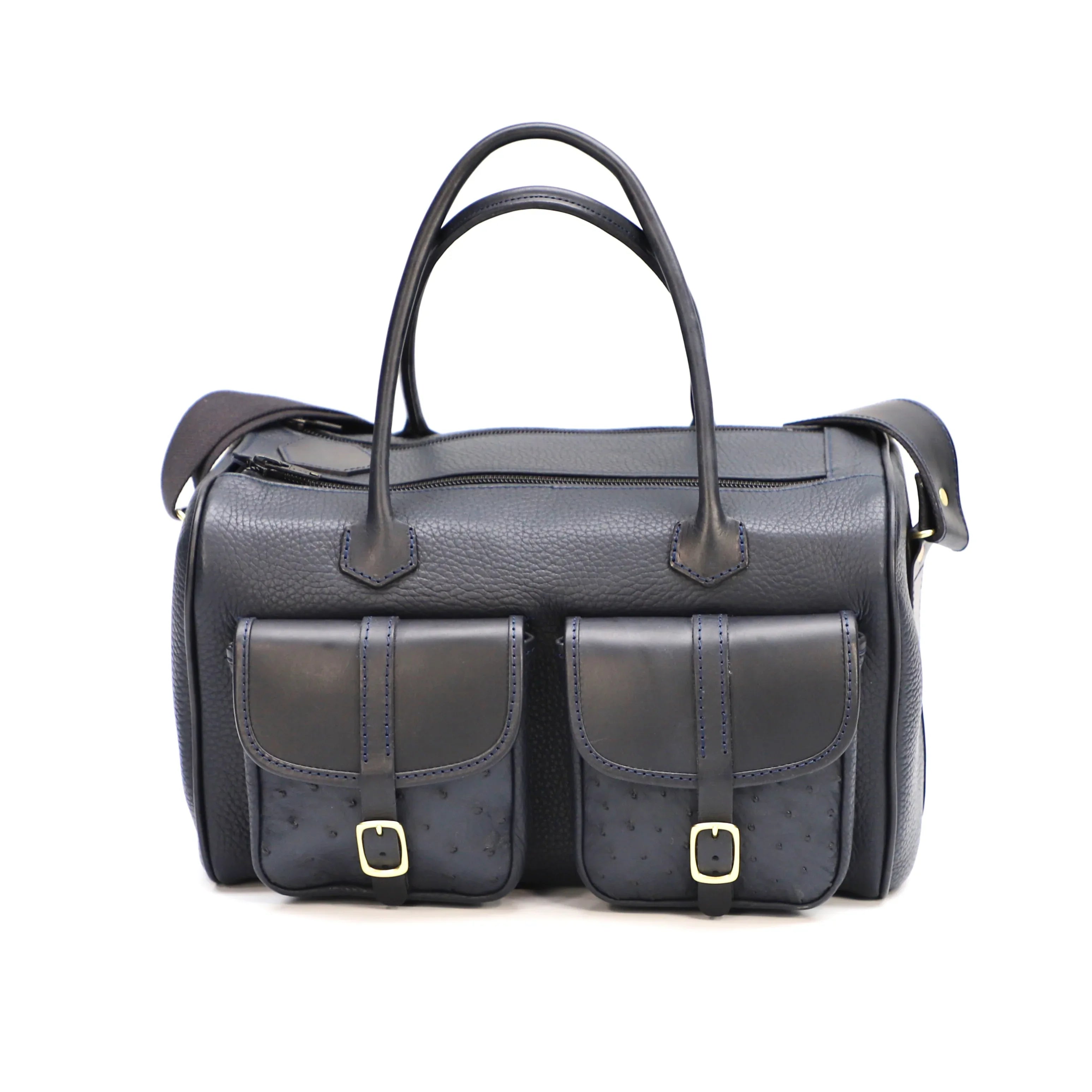 British Made Erin Blue Ostrich - Shooting Range Bag main image side view