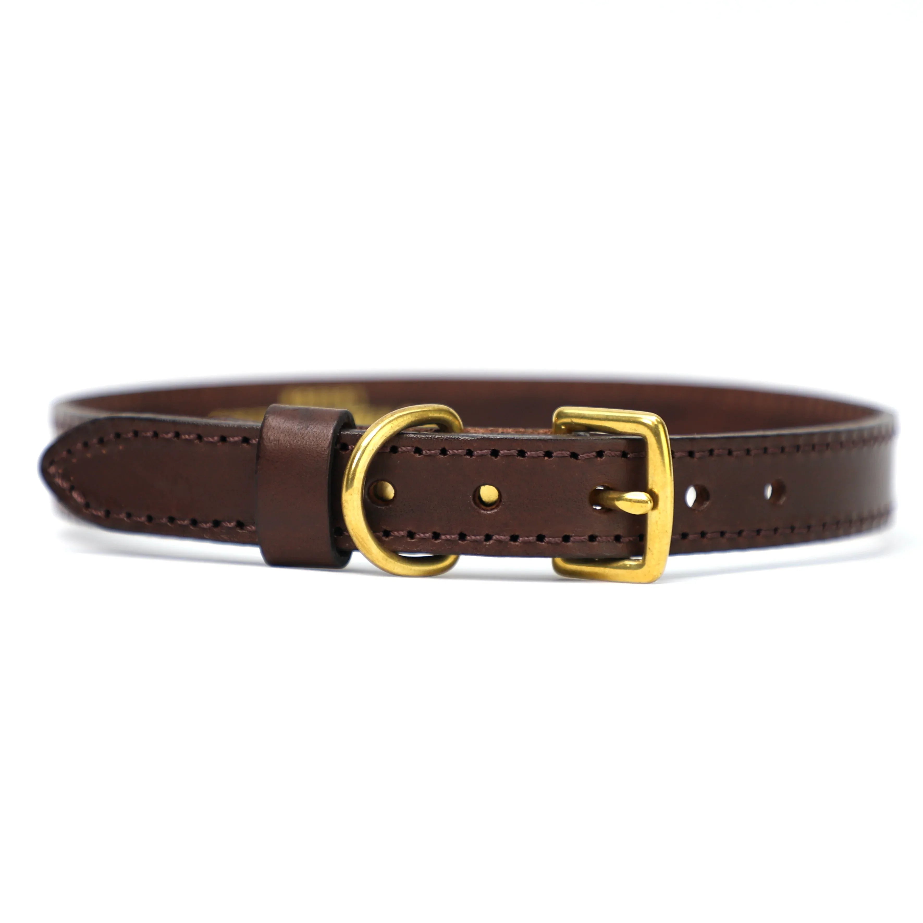 chocolate brown leather dog collar