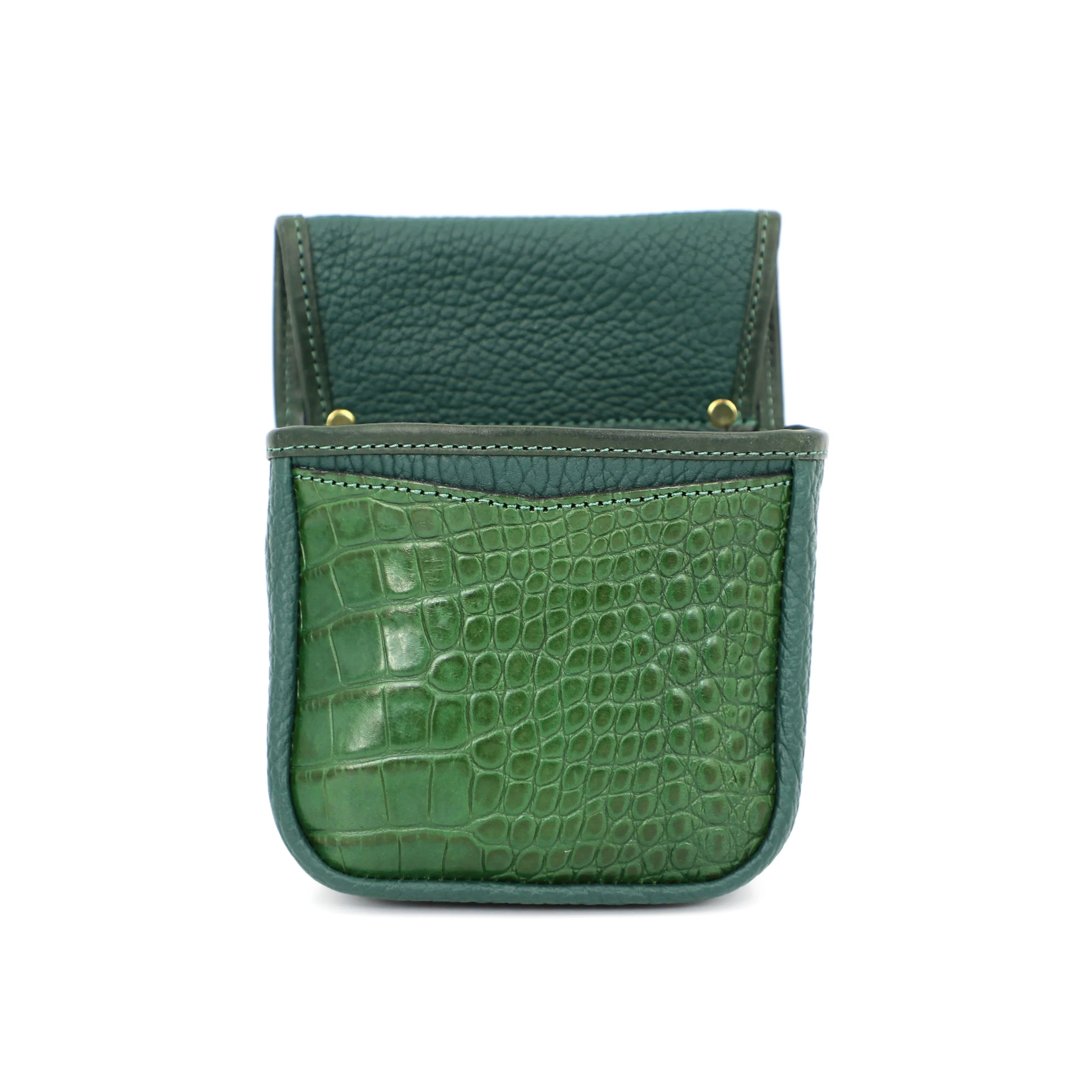 mock-crocodile leather finish cartridge pouch with open display