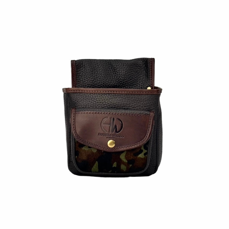 HELLA LEATHER CARTRIDGE POUCH BROWN AND CAMOUFLAGE HIDE