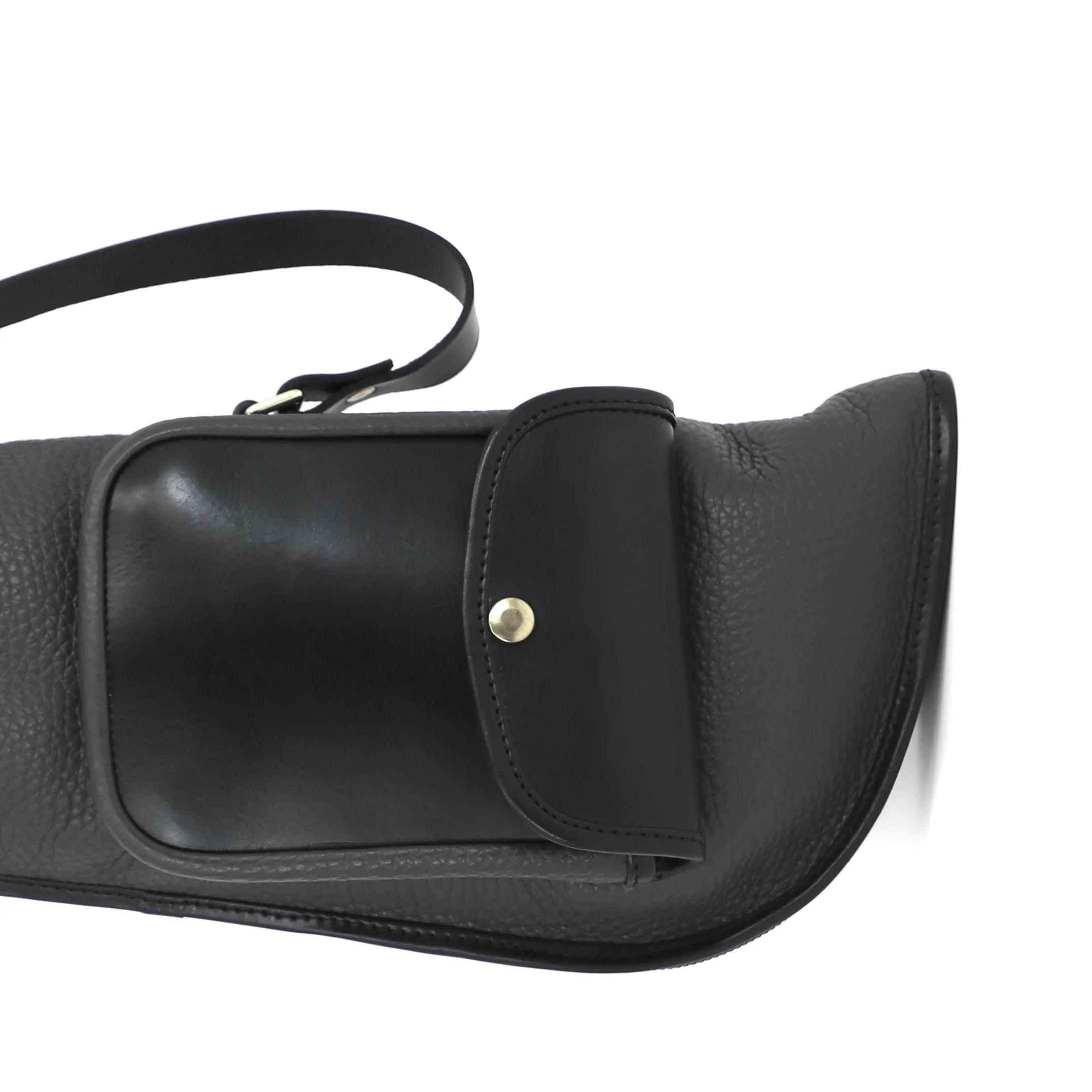 soft leather gunslip with pouch at the top end close up of pouch