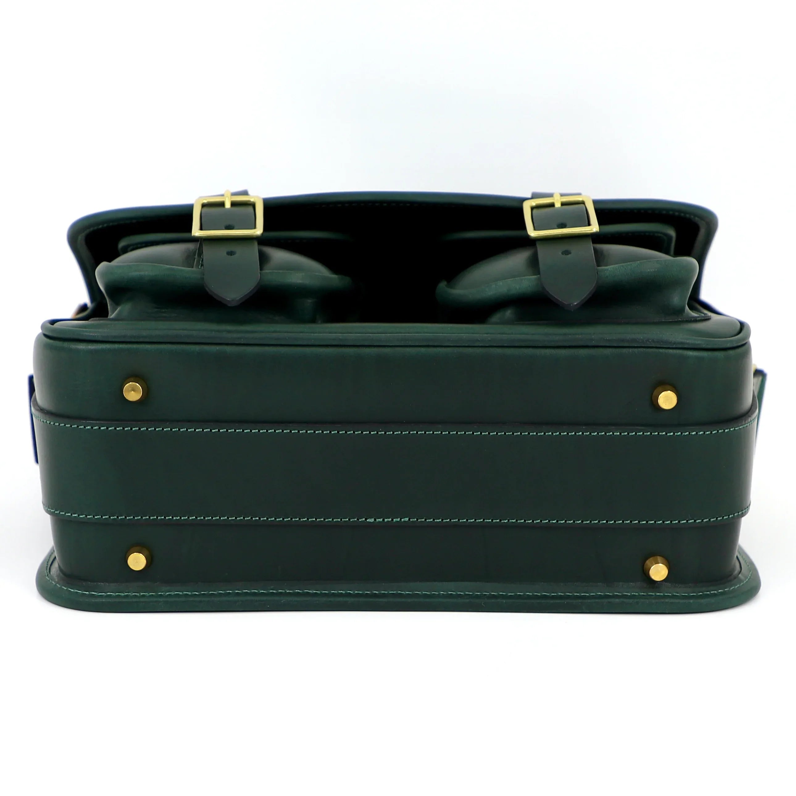 bottom view of green range bag