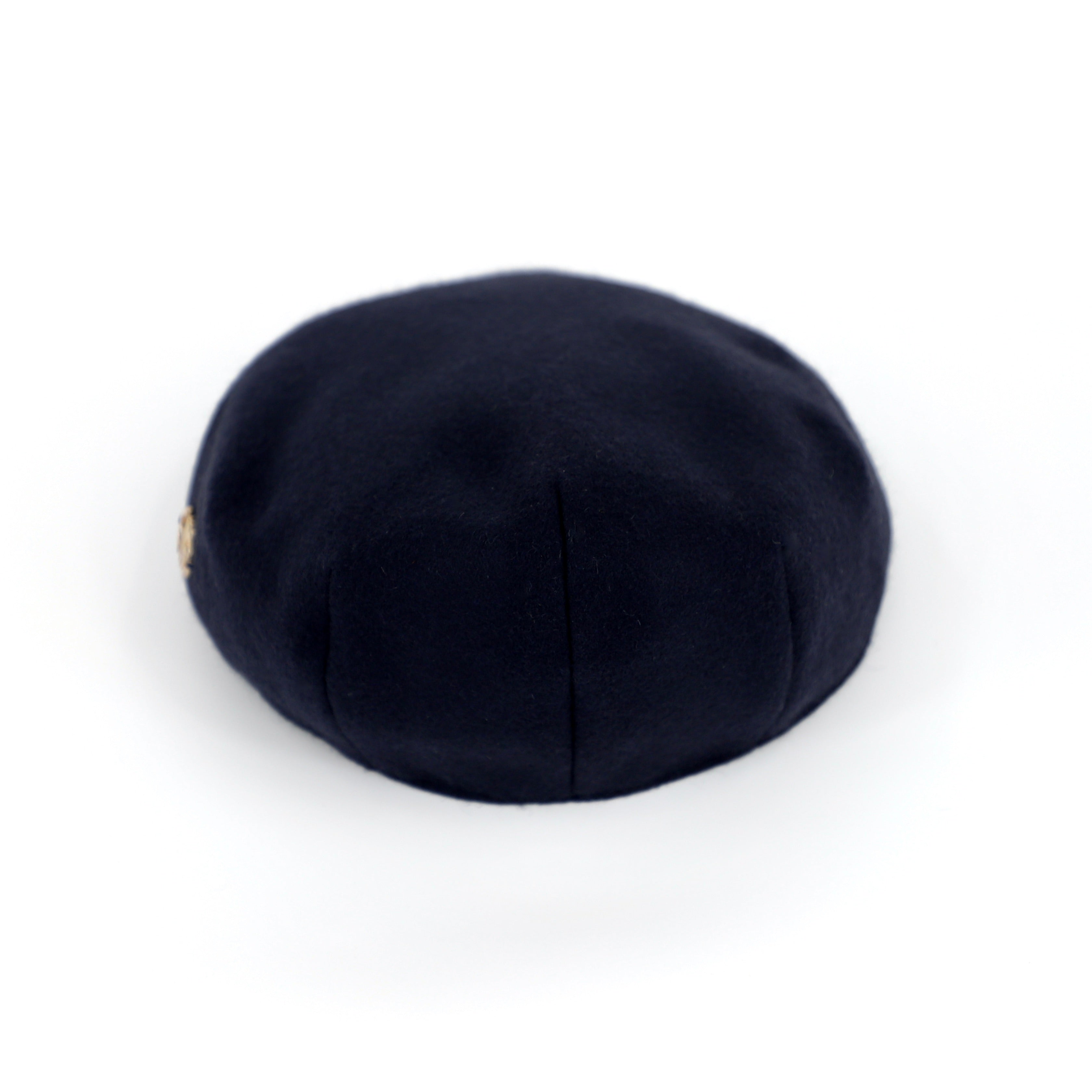 classic navy flat cap rear view