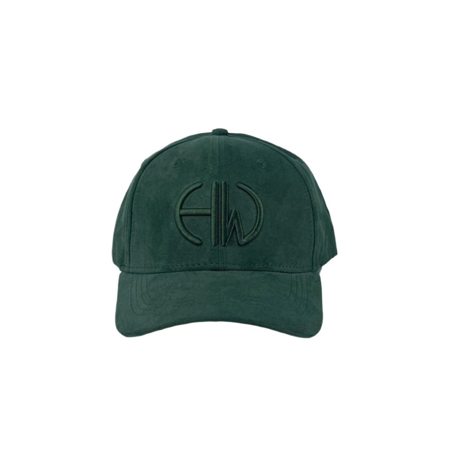 Hunter green cap with matching embroidered Howes and Wayko logo on a white background