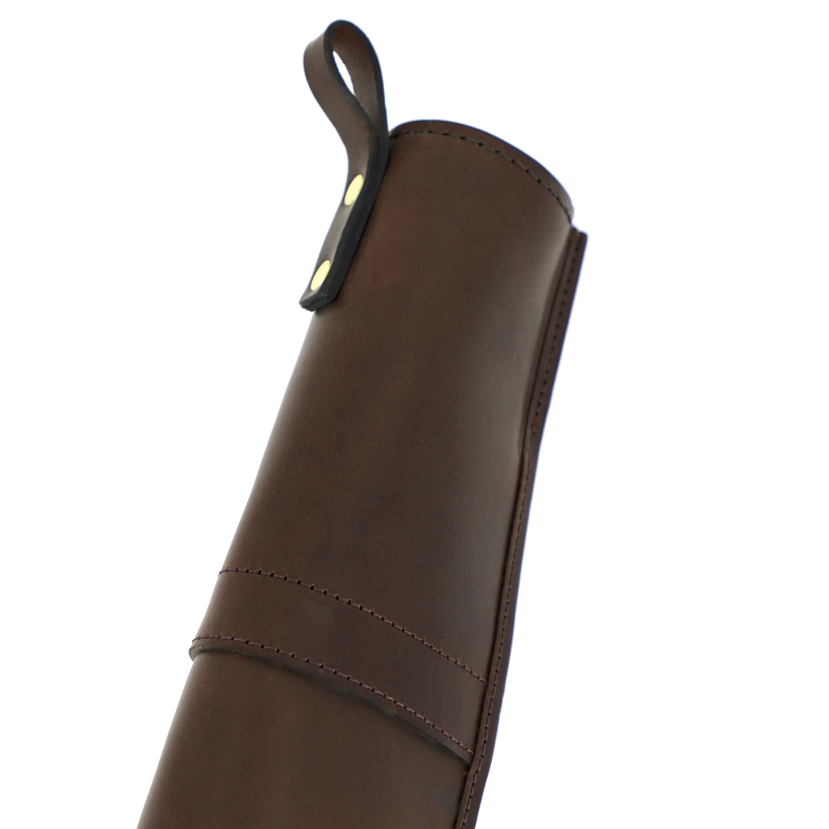 chocolate brown vegetable-tanned leather gunslip top end