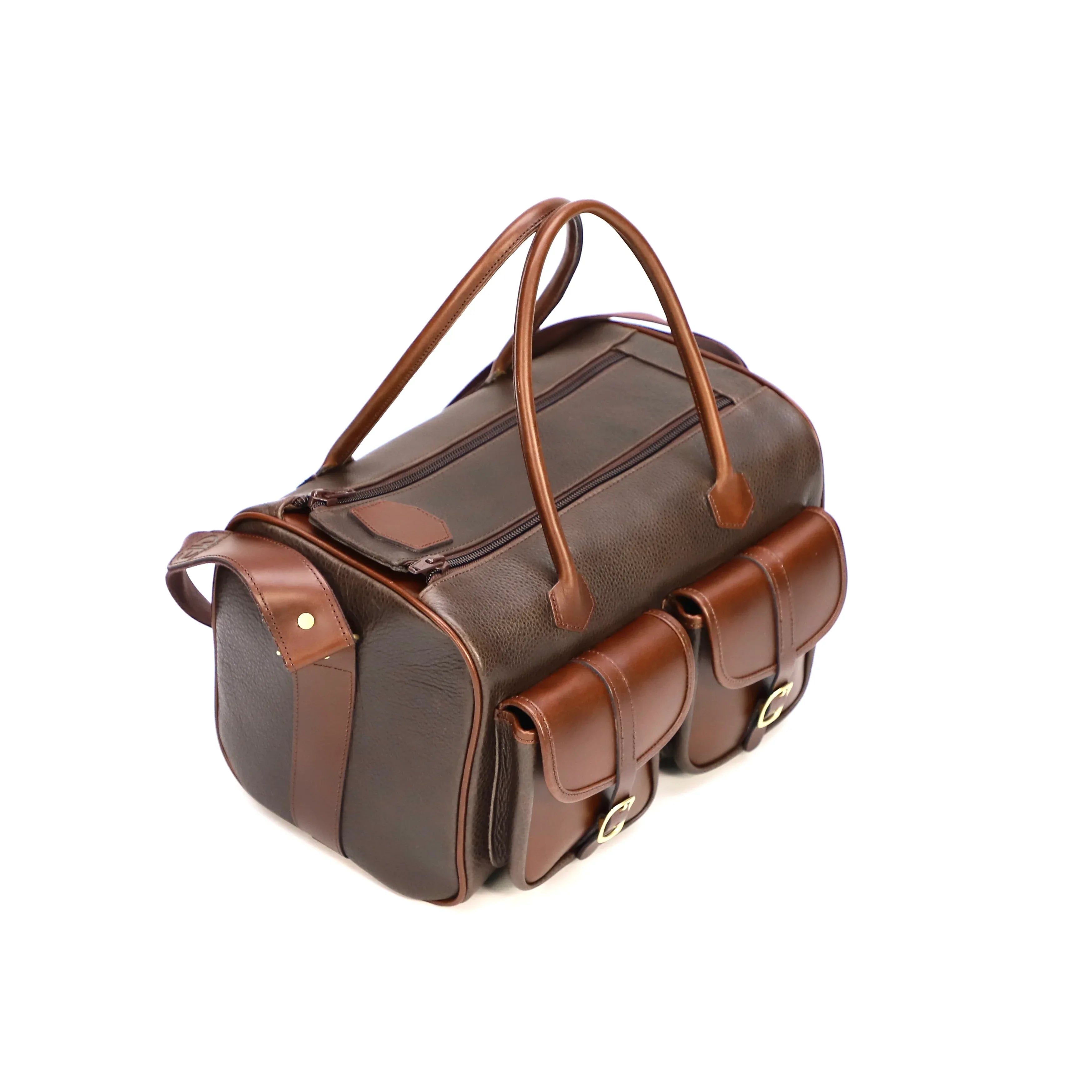 British Made Erin Russet Brown - Shooting Range Bag top and side view