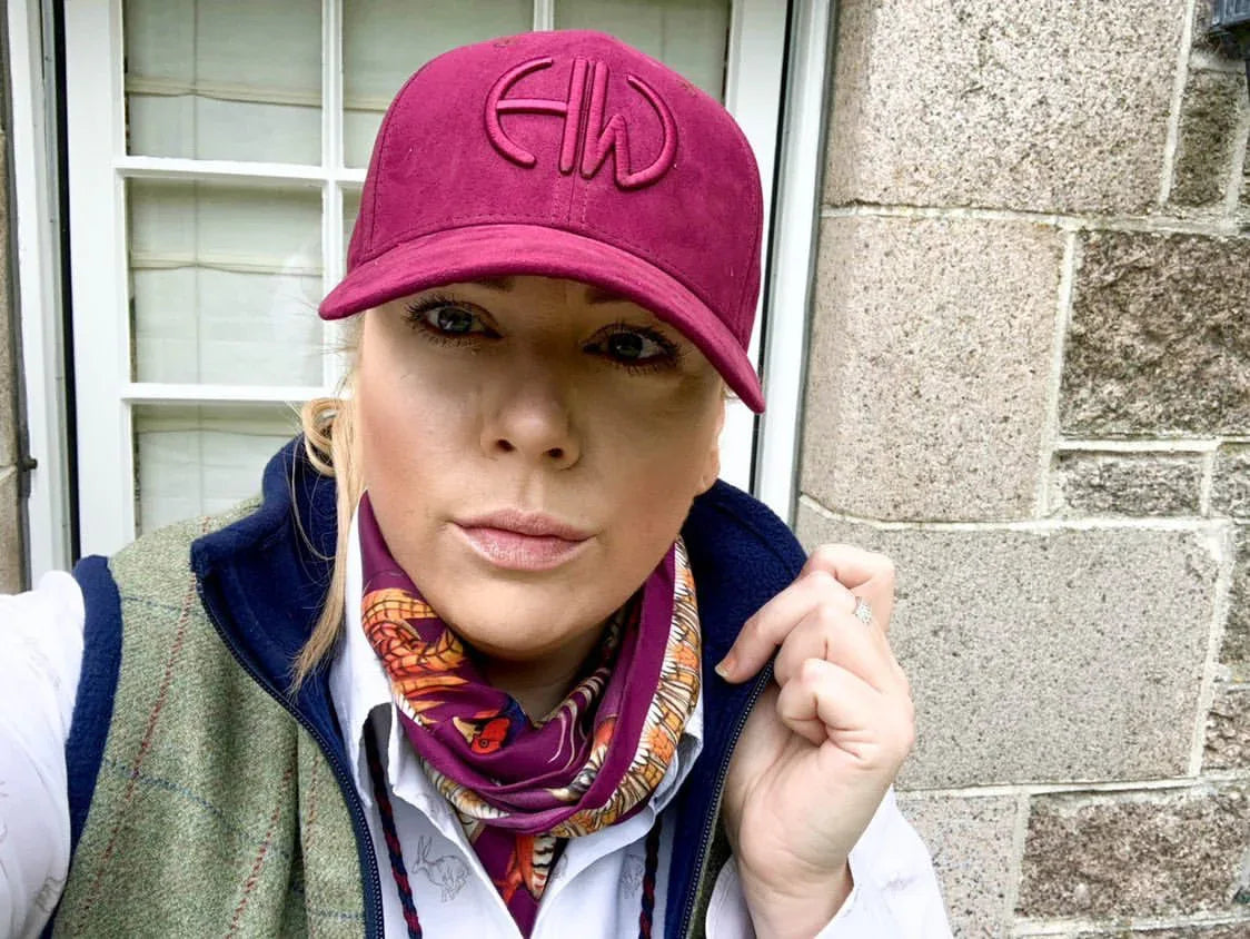 Iris Maroon Baseball Cap - Shooting Baseball Caps adorned on a woman