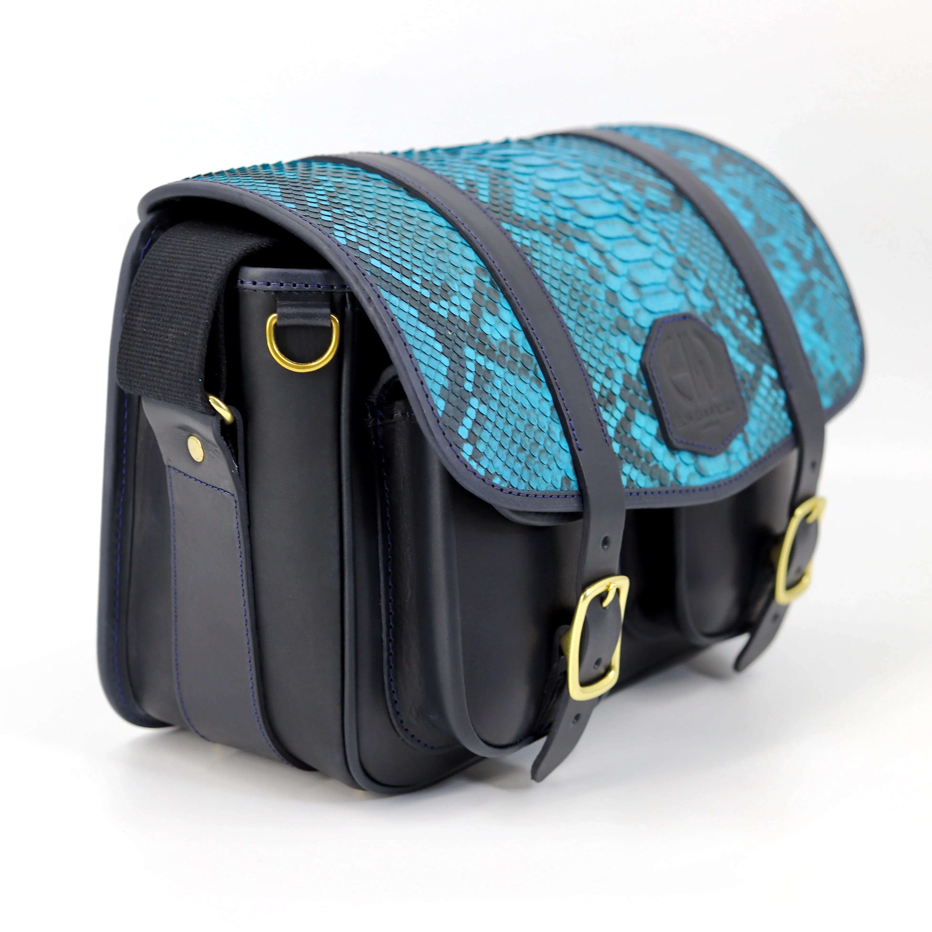 HERA NAVY WITH BLUE SNAKE CARTRIDGE BAG SIDE VIEW