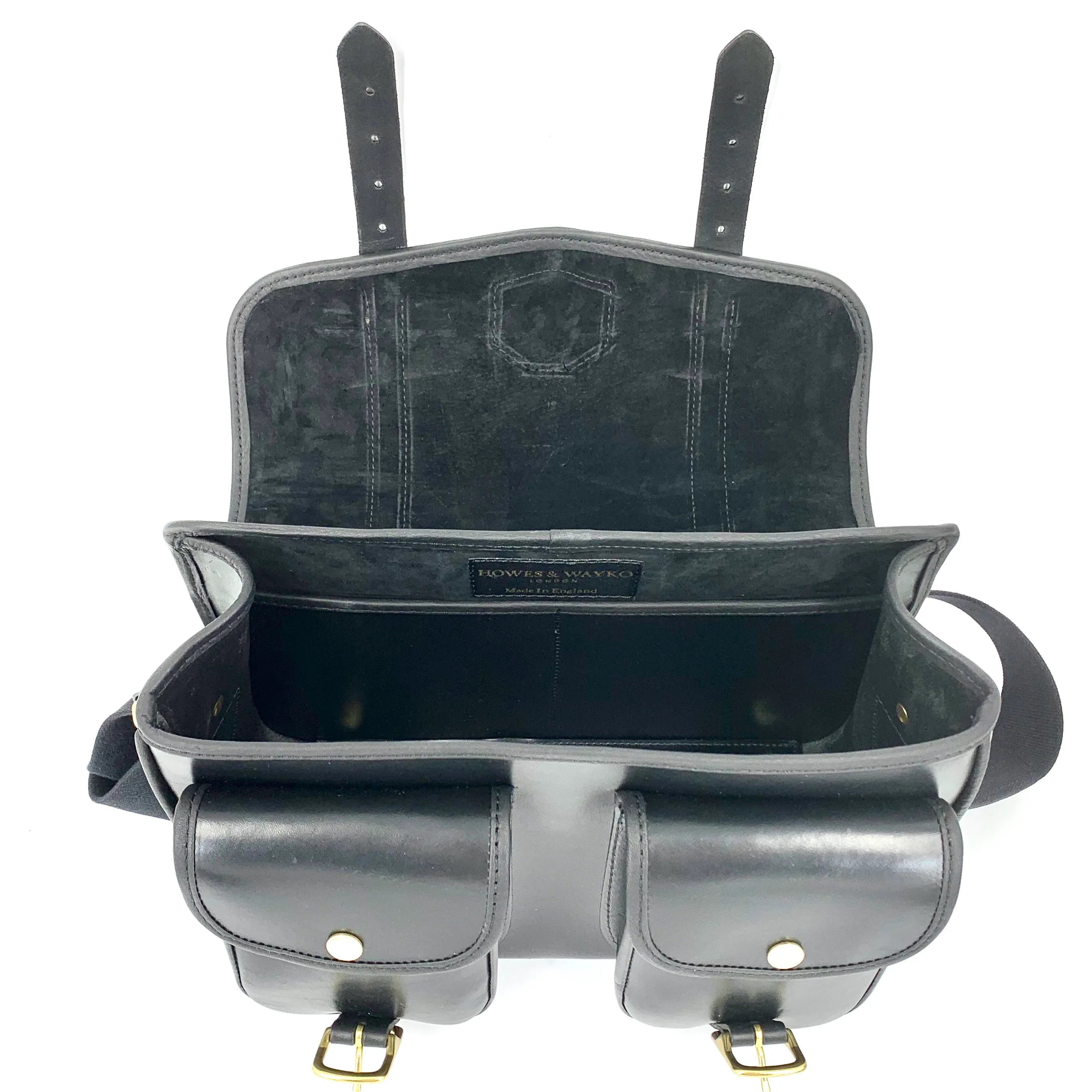 HERA-CELENE BLACK WITH BURGUNDY SNAKE CARTRIDGE BAG top view with open flap