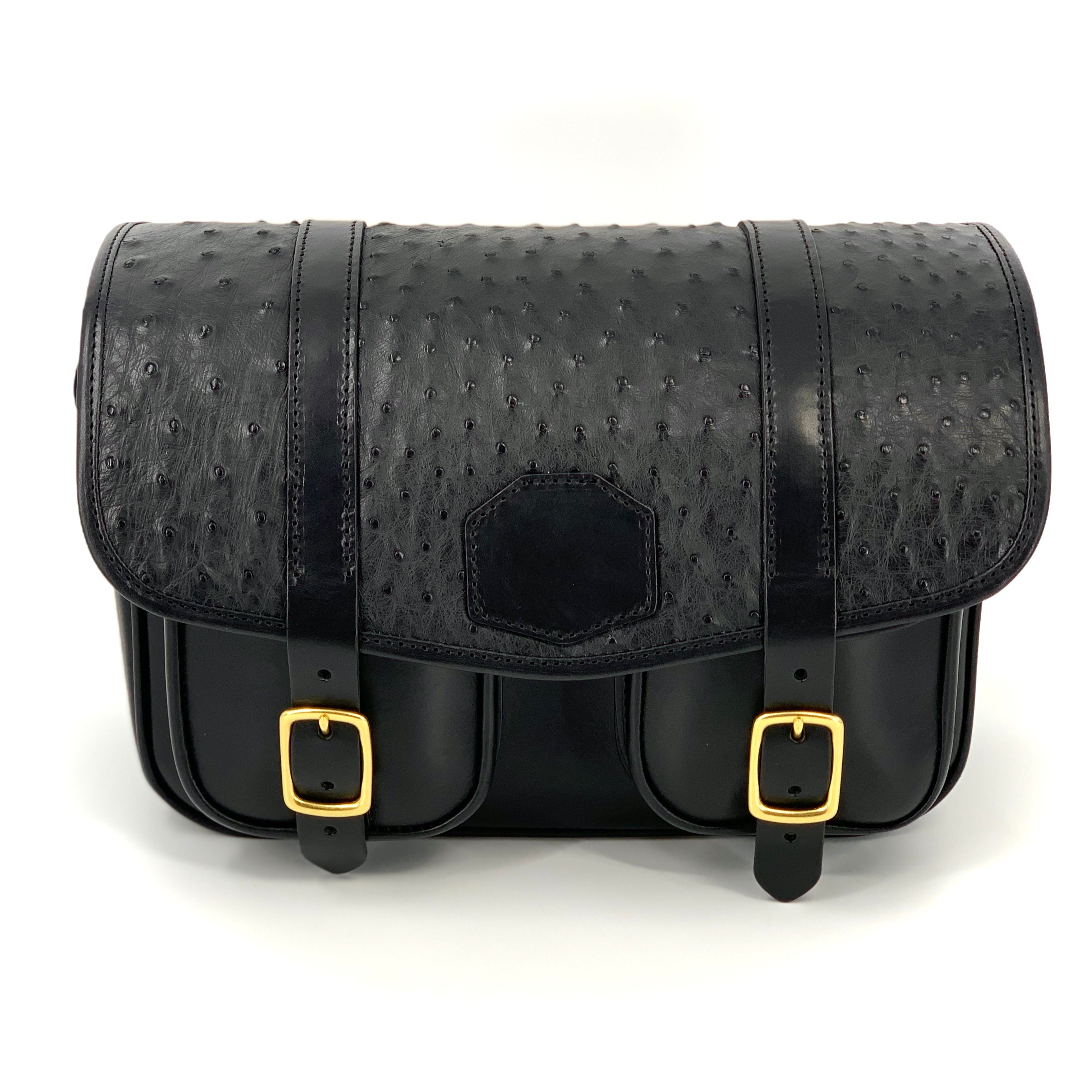 British Made Hera Blue & Ostrich - Shooting Cartridge Bag front view