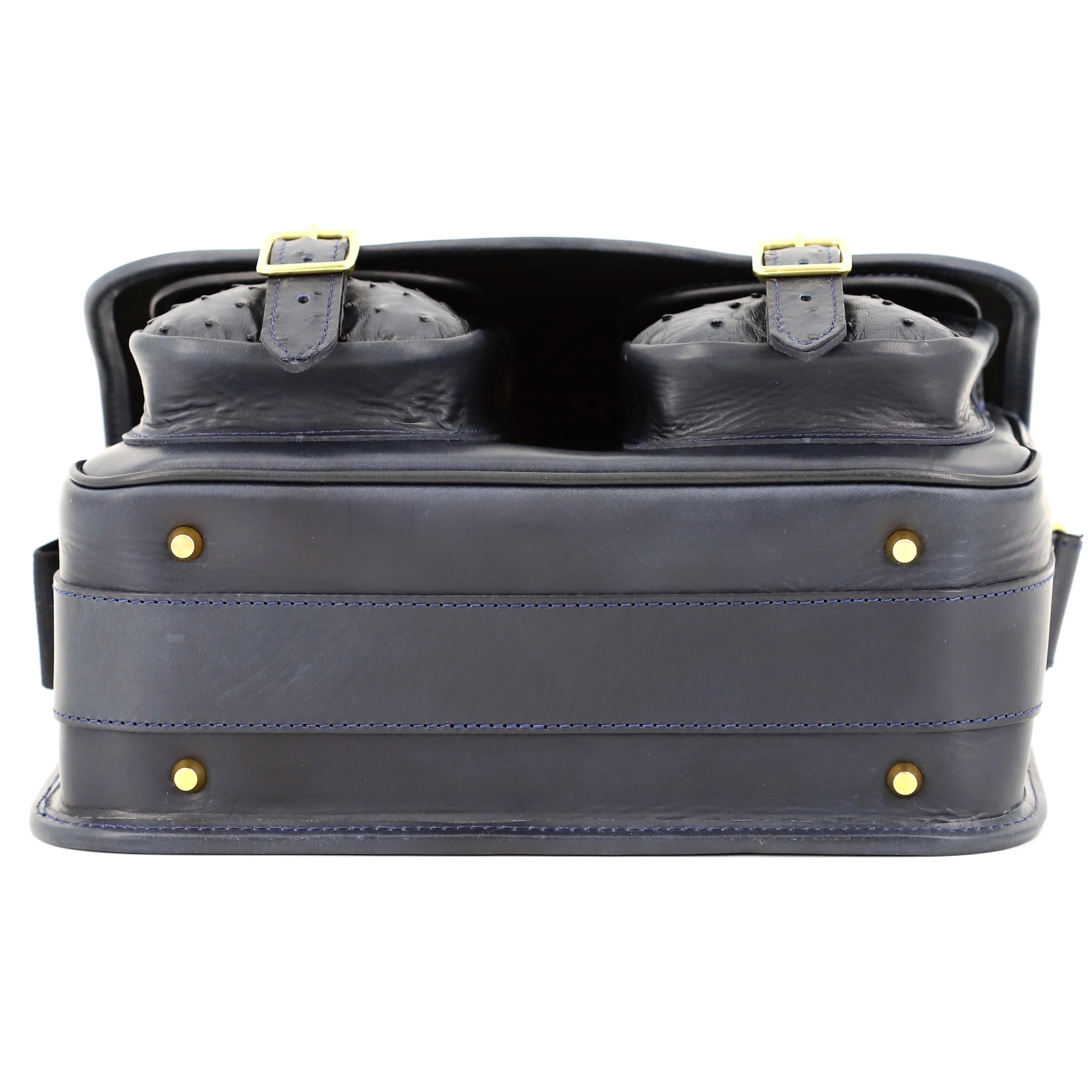 British Made Hera Blue & Ostrich - Shooting Cartridge Bag bottom view