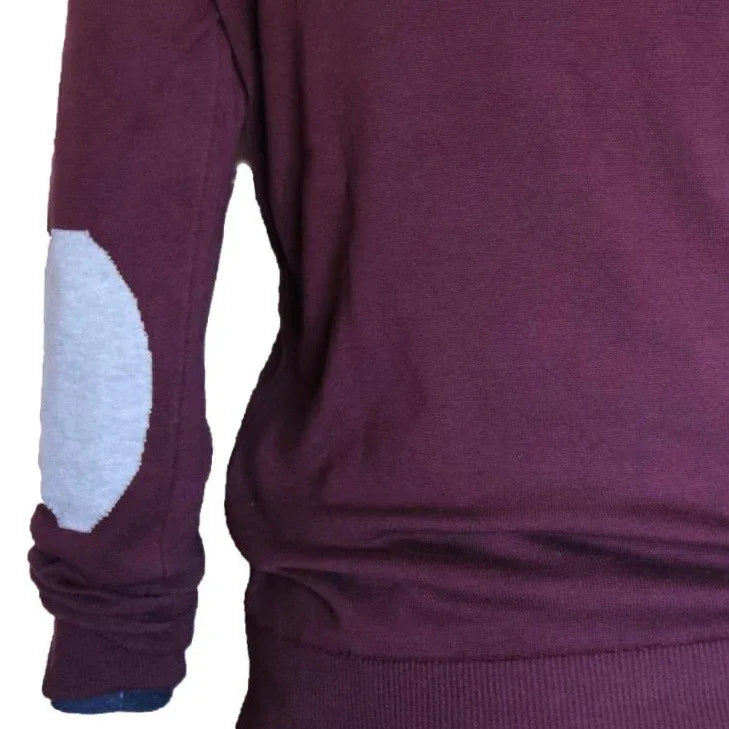Cotton Jumper Aubergine - Premium Shooting Clothing front view close up of shoulder pad contrasting colour