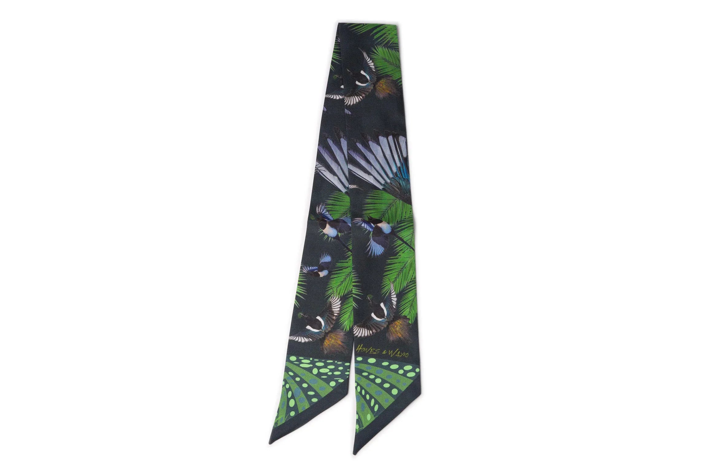 Brielle Twill Scarf - Elegant Women's Scarf birds and flowers decoration on scarf main image