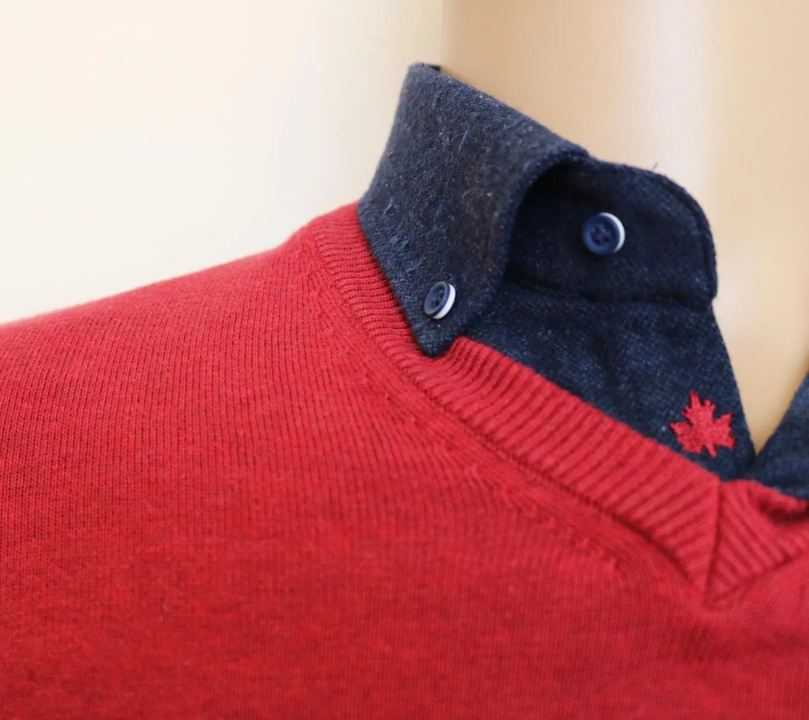 Maple Shirt Navy - Premium Shooting Clothing close up of collar