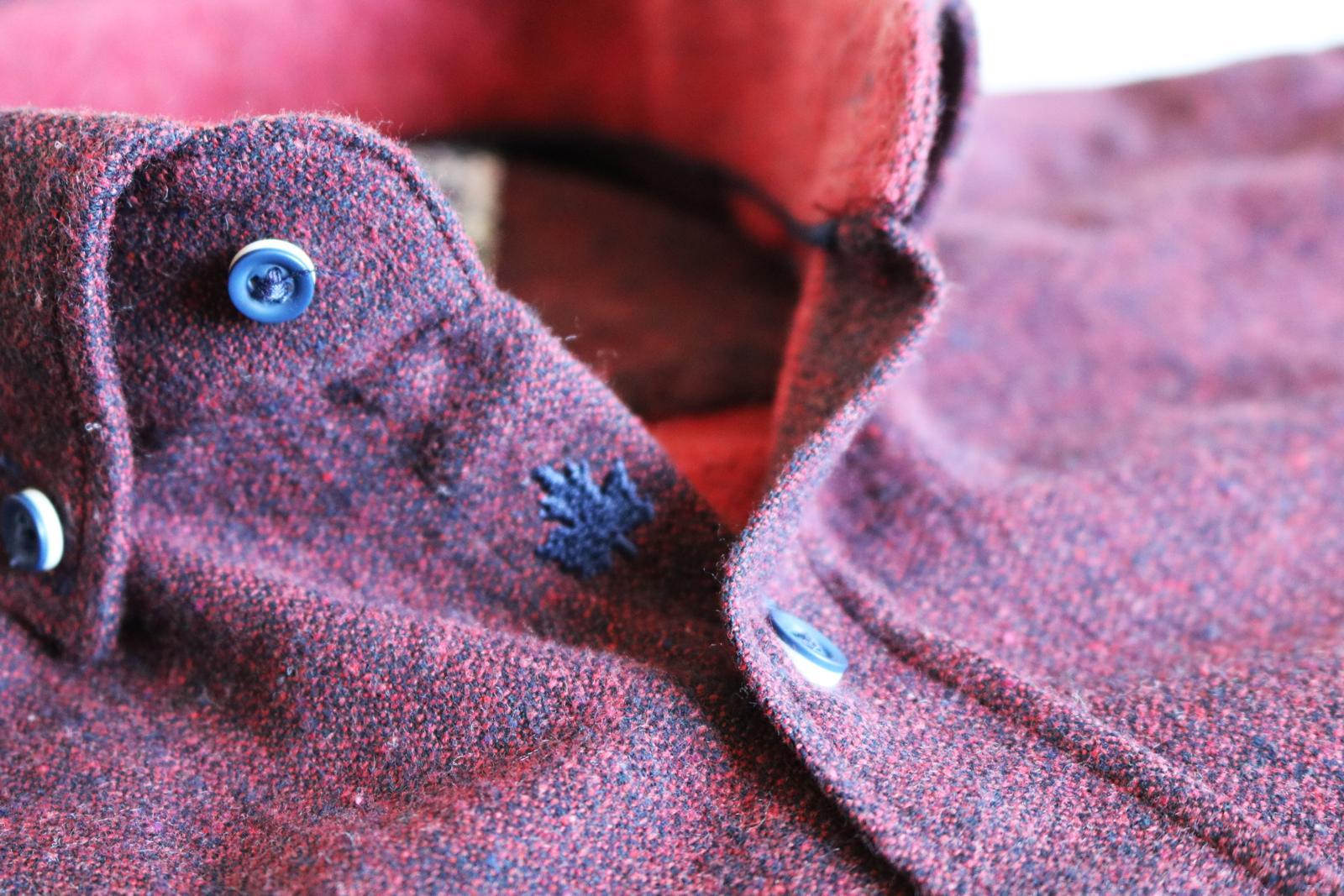 Maple Shirt Burgundy - Classic Shooting Clothing close up of collar