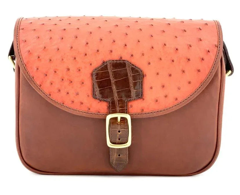 Vibrant Freya Papaya/Orange Ostrich Cartridge Bag main image front view