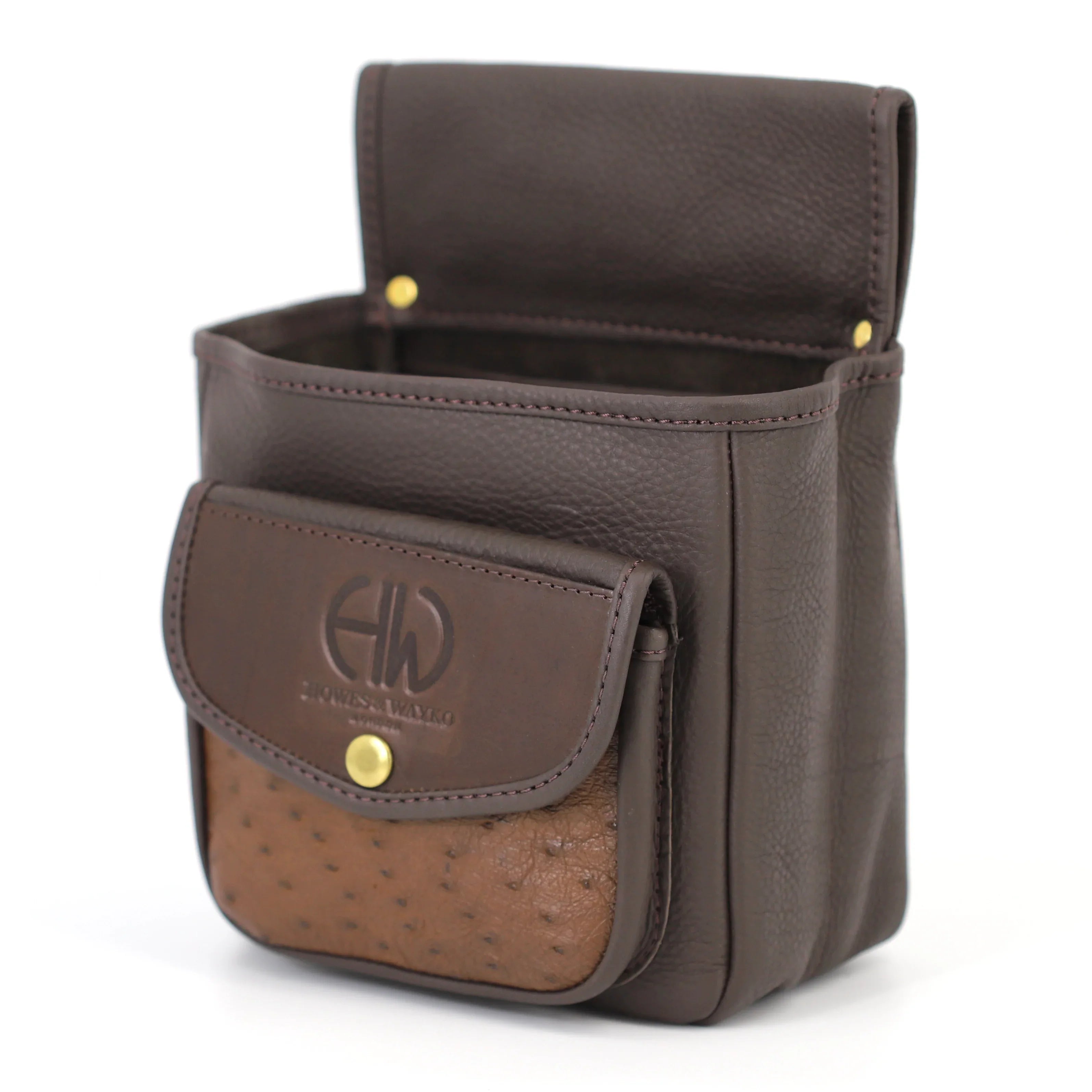 British Made Hella Madison Ostrich - Shotgun Cartridge Pouch side view