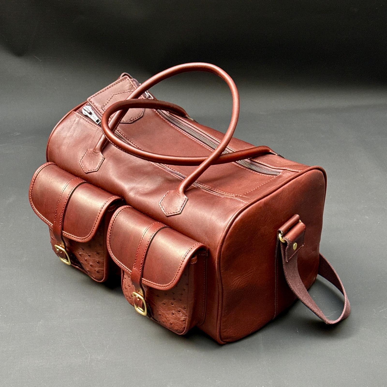 brown leather shooting bag for clay shooting