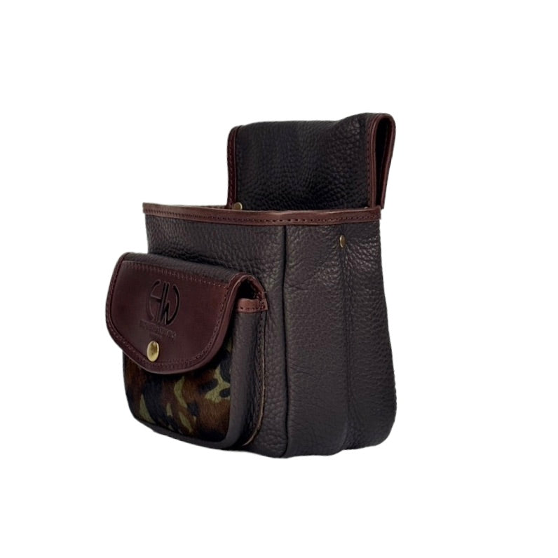 HELLA LEATHER CARTRIDGE POUCH BROWN AND CAMOUFLAGE HIDE