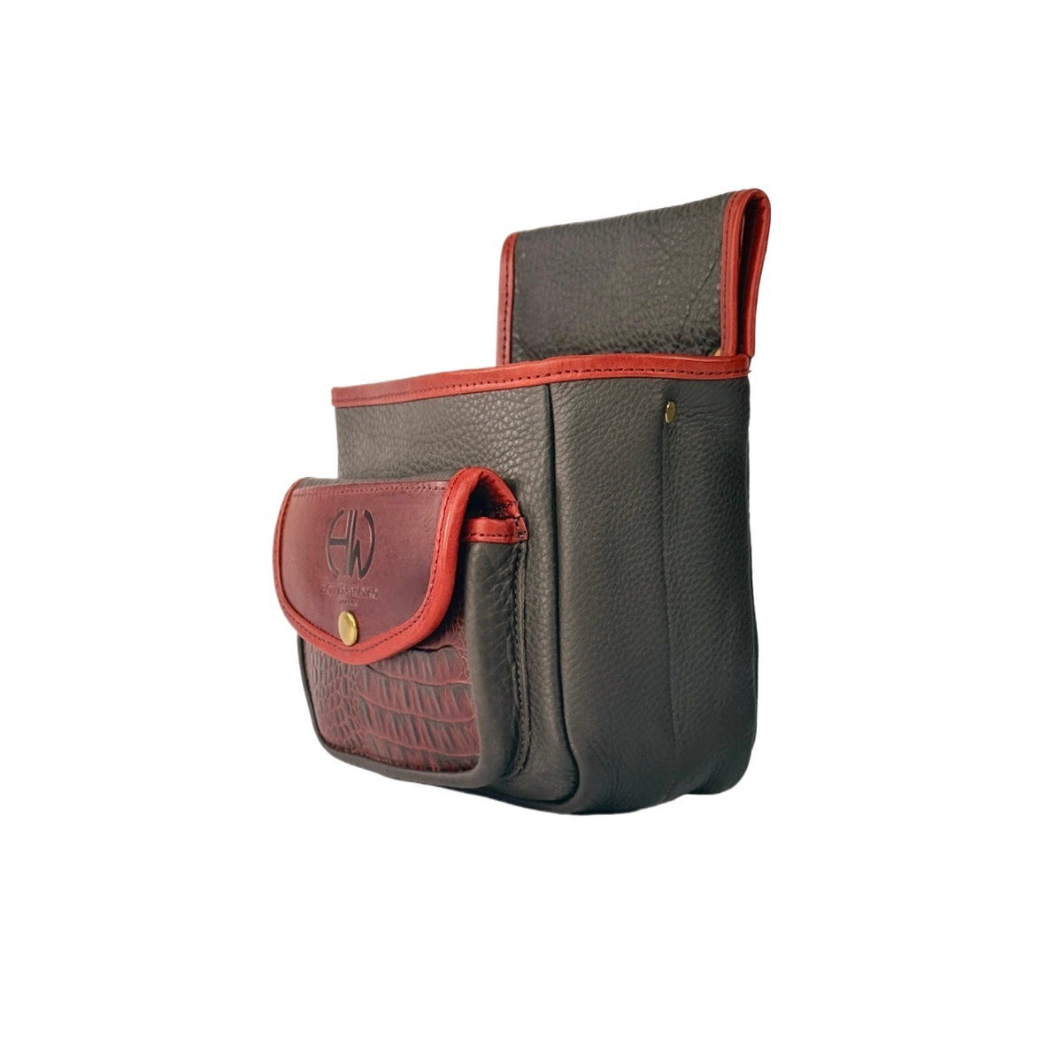 HELLA LEATHER POUCH CHESTNUT AND BURGUNDY CROC EFFECT