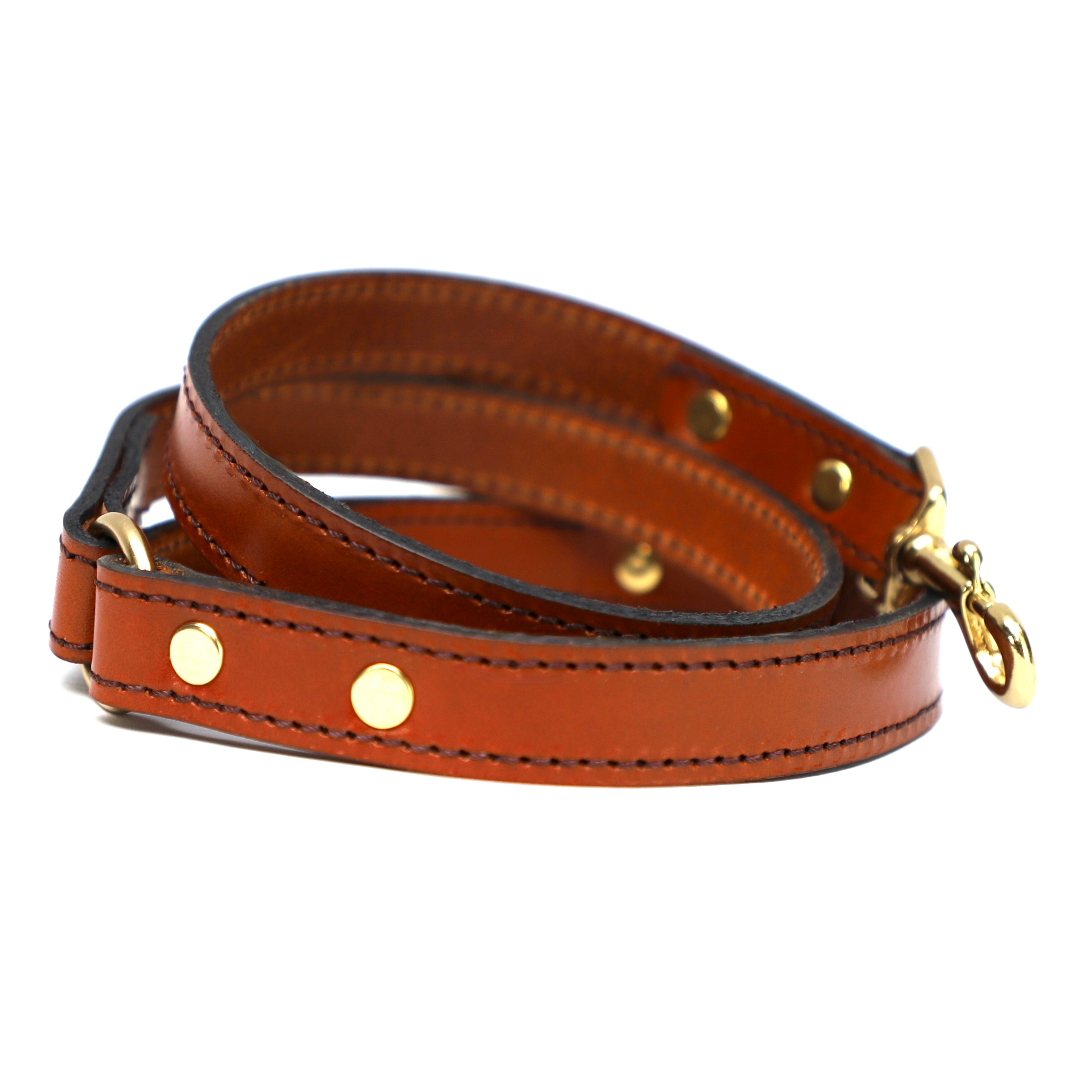 luxury capri tan dog lead with brass finishes