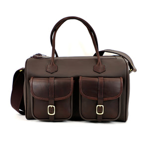 chocolate brown range bag
large range bag
large cartridge bag
luxury leather cartridge bag
