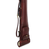 gun slip in brown oxblood italian leather standing upright with a white background