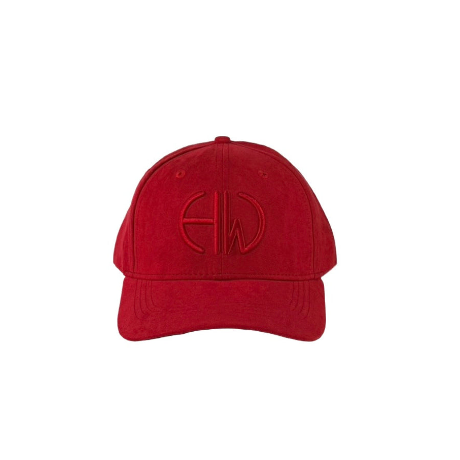 Crimson Red cap with a matching Howes and Wayko logo on a white background