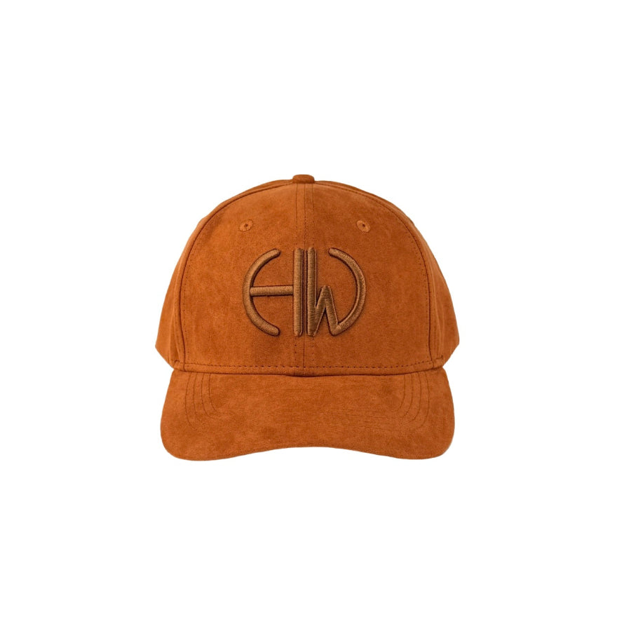 Burnt Orange baseball cap with a Howes and Wayko logo on a white background