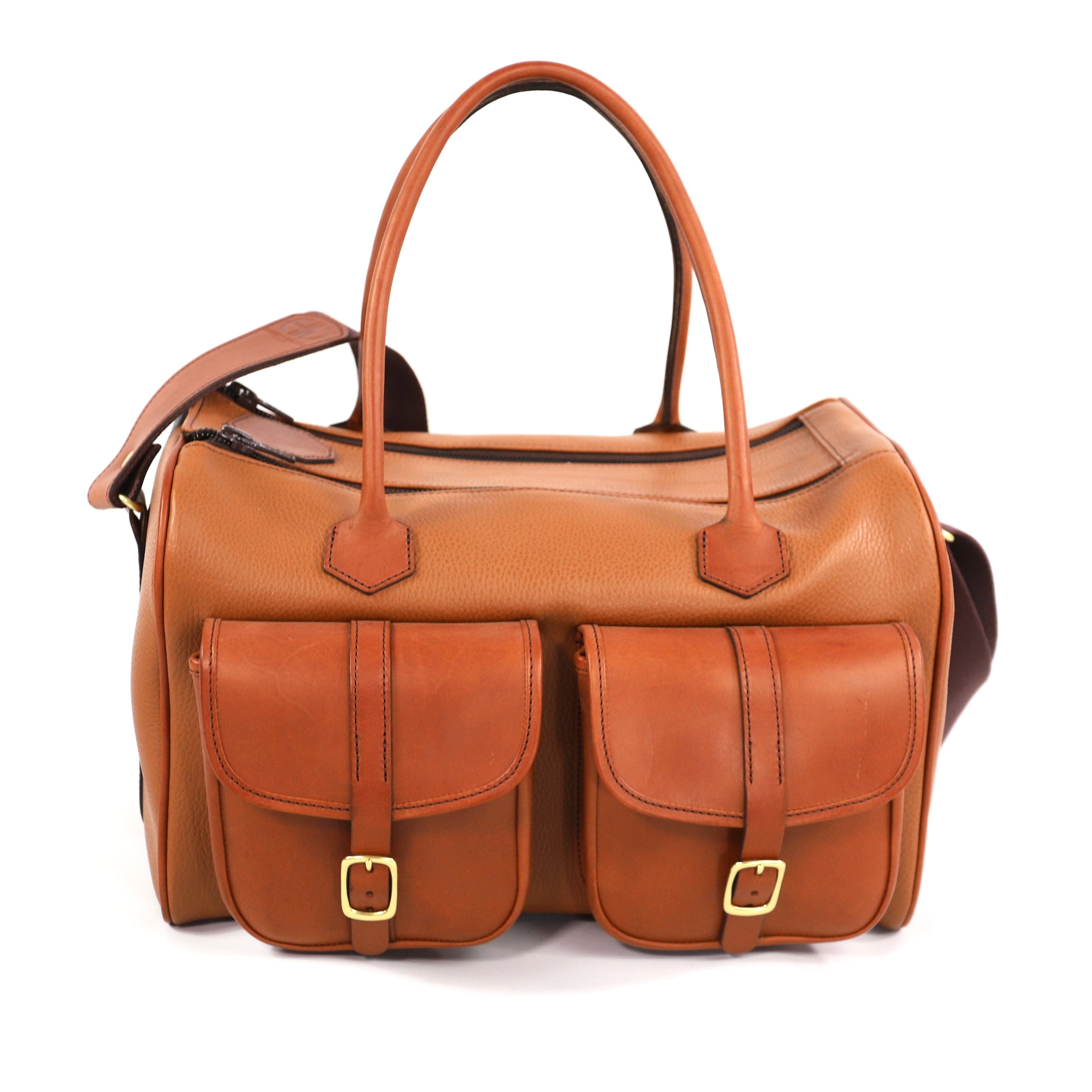 British Made Erin Tan Chelsea - Range Bag main image side view with side pocket pouches