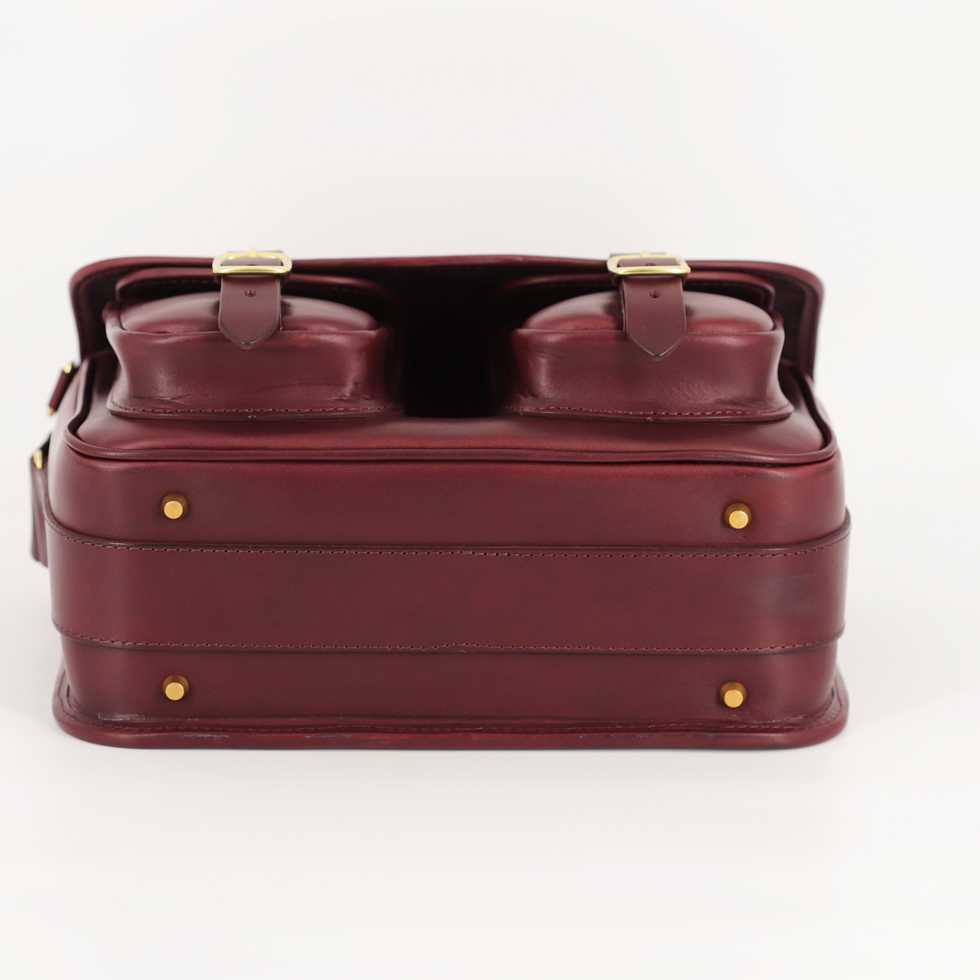 BRITISH MADE HERA ANABEL GARNET OSTRICH CARTRIDGE BAG BOTTOM VIEW