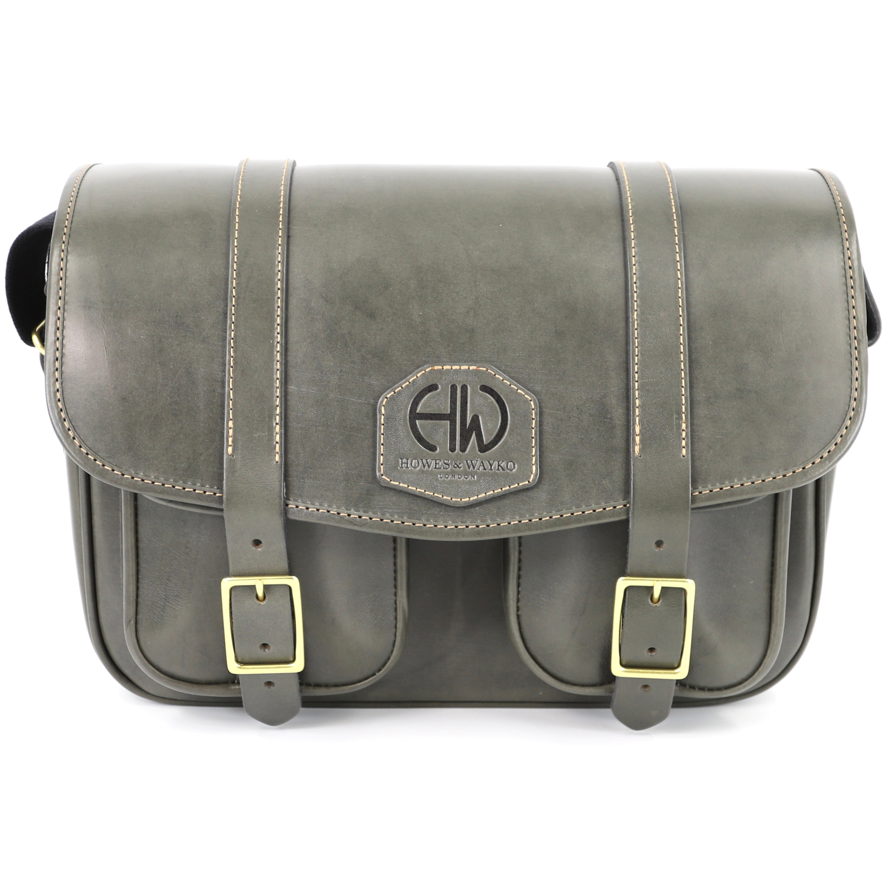 British Made Hera Lea Grey - Leather Shotgun Cartridge Bag front main image