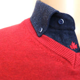 Algon Jumper Cranberry - Premium Shooting Clothing close up of neck