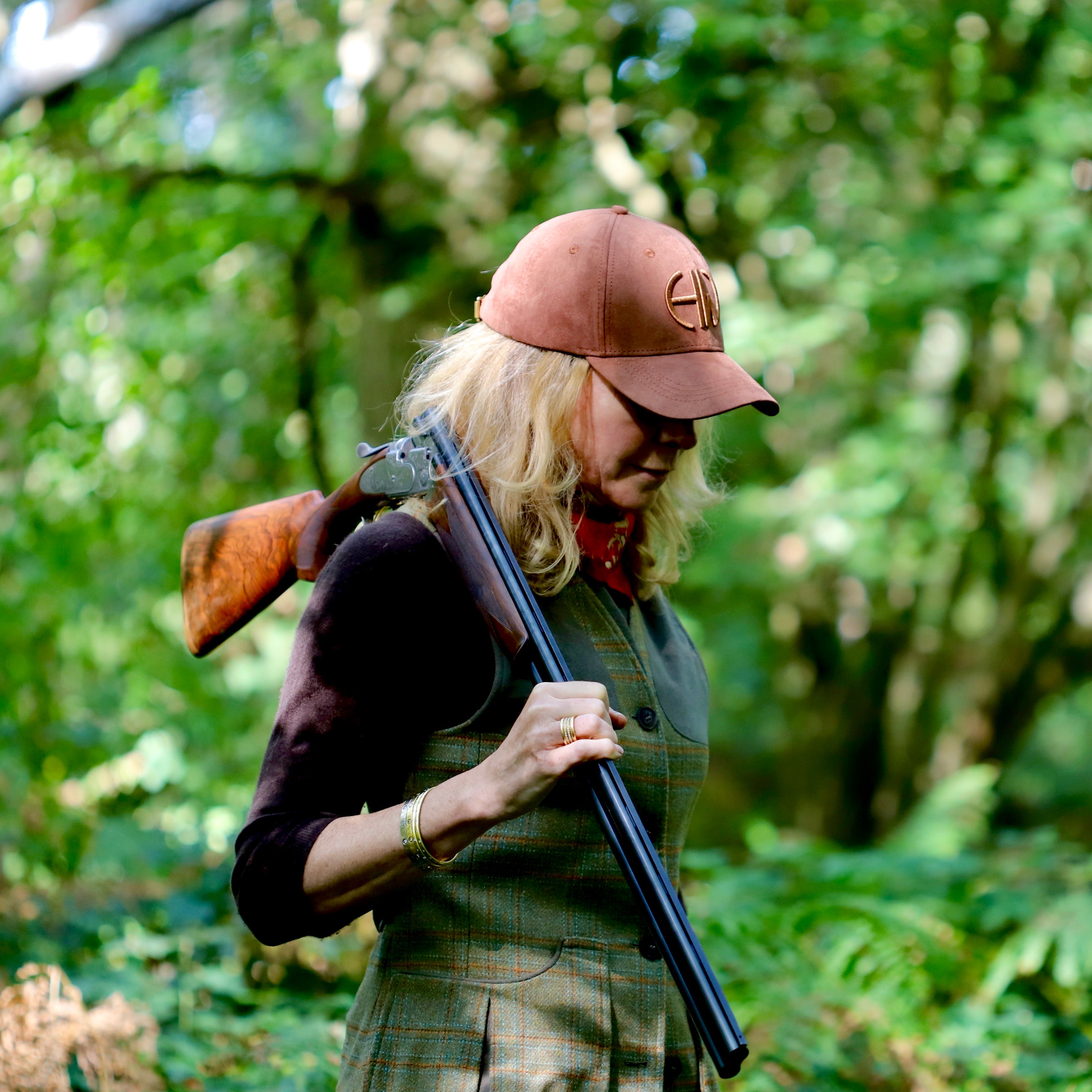 Iris Brown Baseball Cap - Shooting Baseball Caps adorned on a woman in the field 