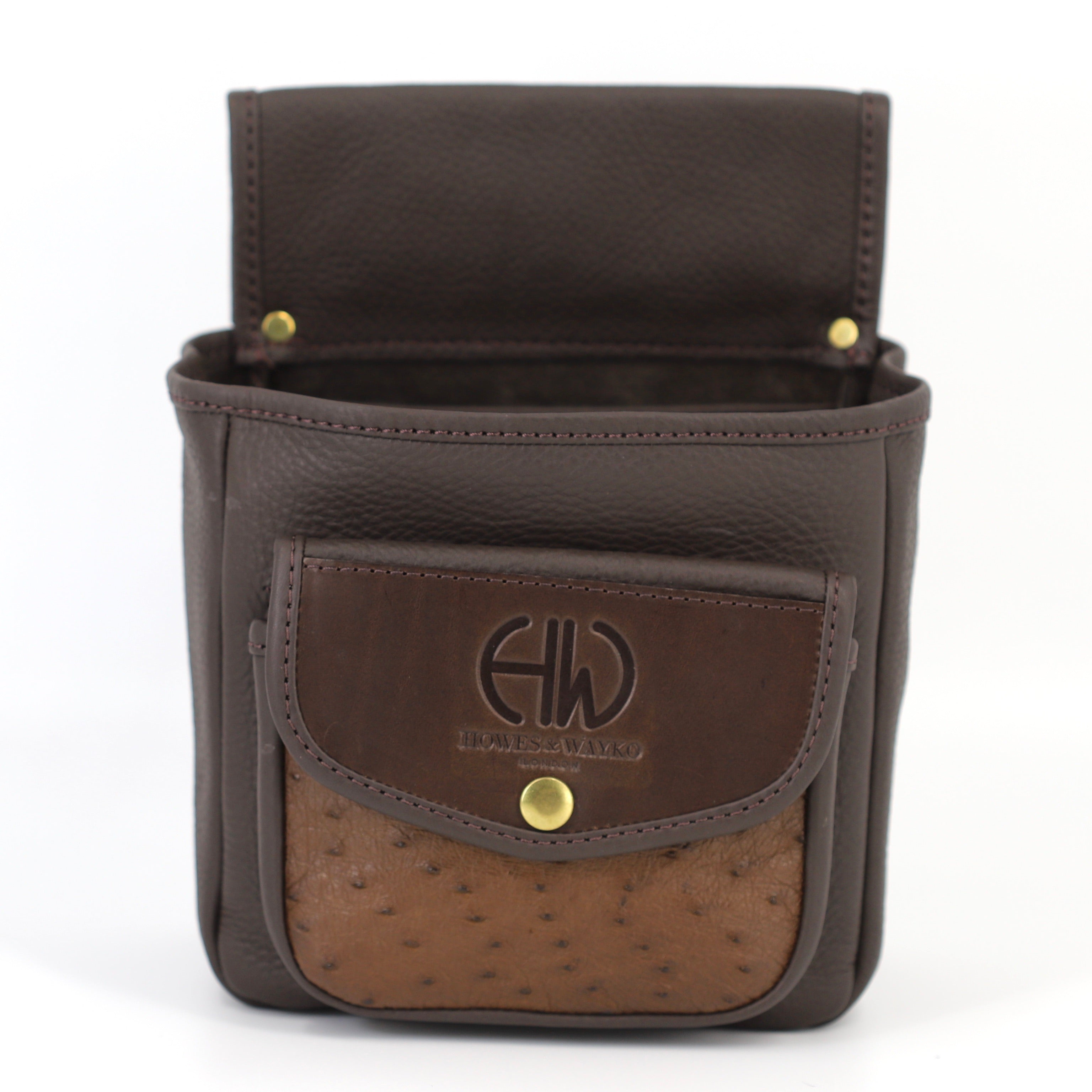 British Made Hella Madison Ostrich - Shotgun Cartridge Pouch front view